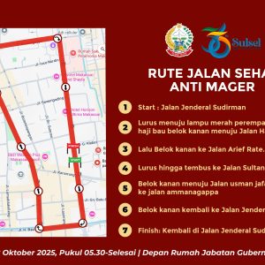 Pemprov Sulsel Gelar Jalan Sehat Anti Mager Besok, ini Rutenya