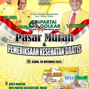 HUT ke-61, Partai Golkar Wajo Gelar Pasar Murah Besok