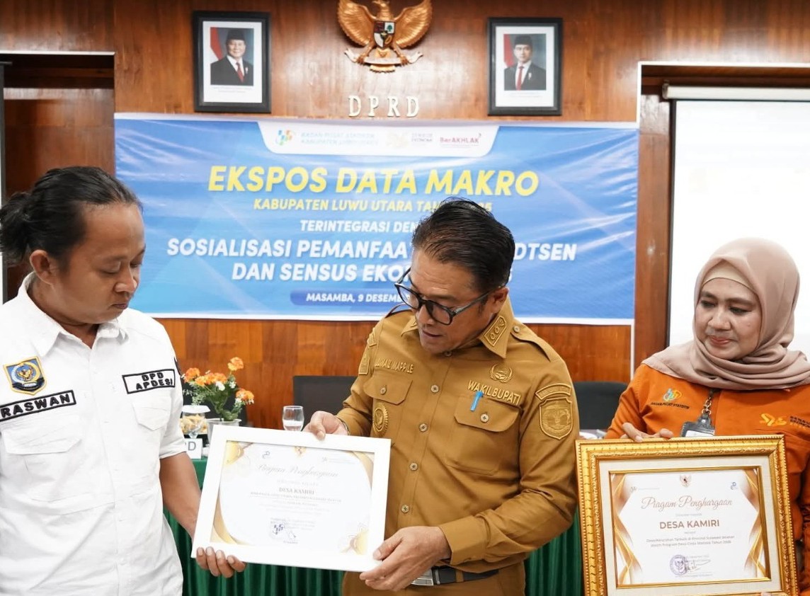 Desa Kamiri Luwu Utara Raih Desa Cinta Statistik Terbaik di Sulsel