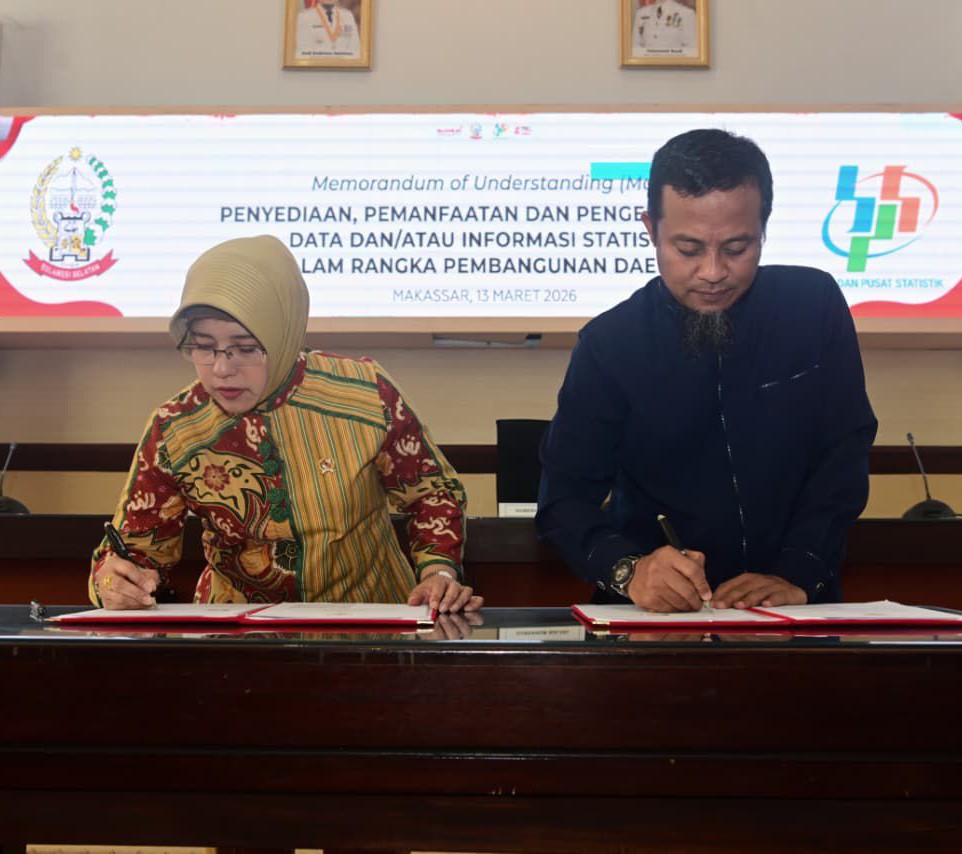 Pemprov Sulsel-BPS Teken MoU Sensus Ekonomi 2026: Jadi Rujukan Pembangunan