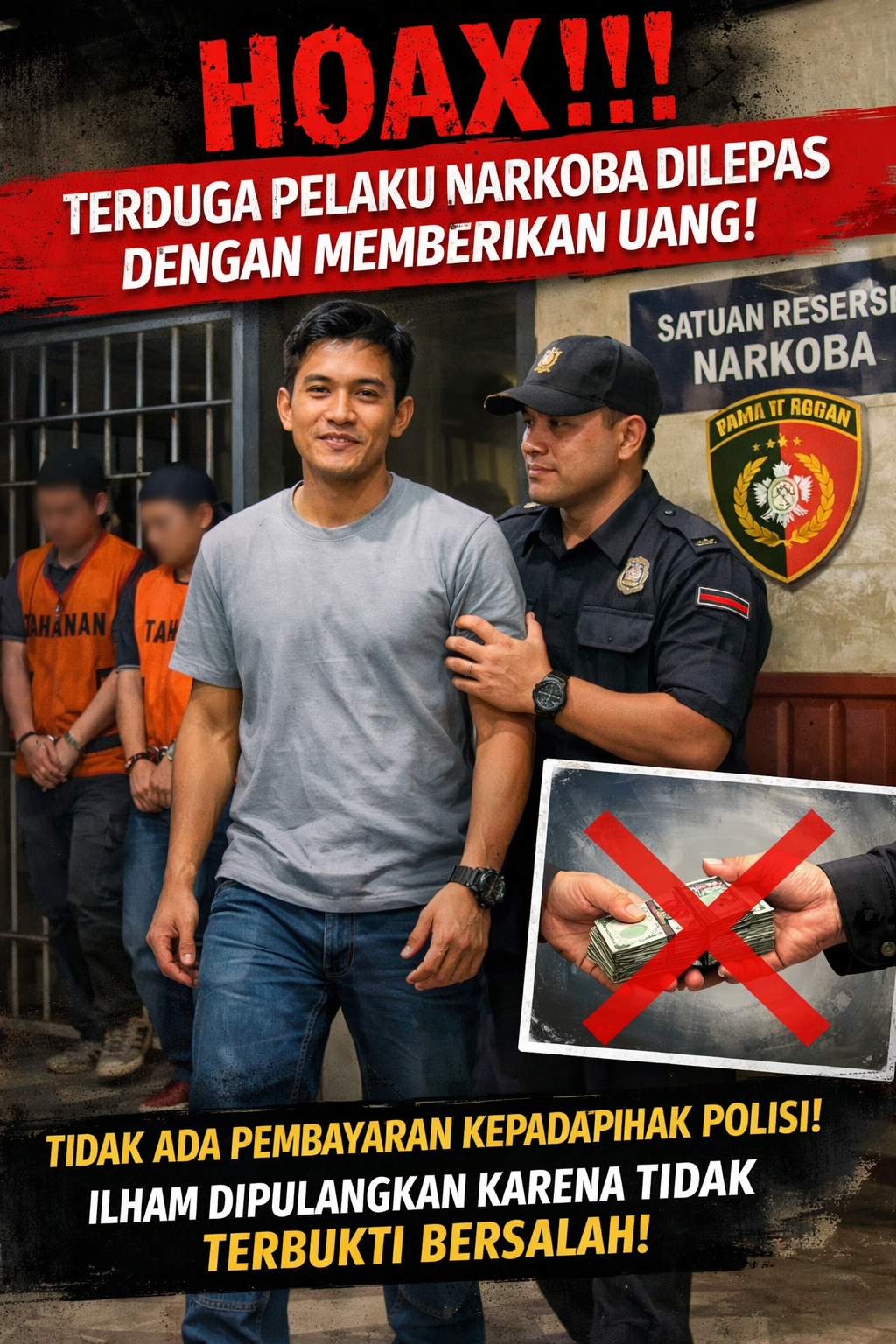 Hoaks! Terduga Pelaku Narkoba Dilepas Dengan Memberikan Sejumlah Uang