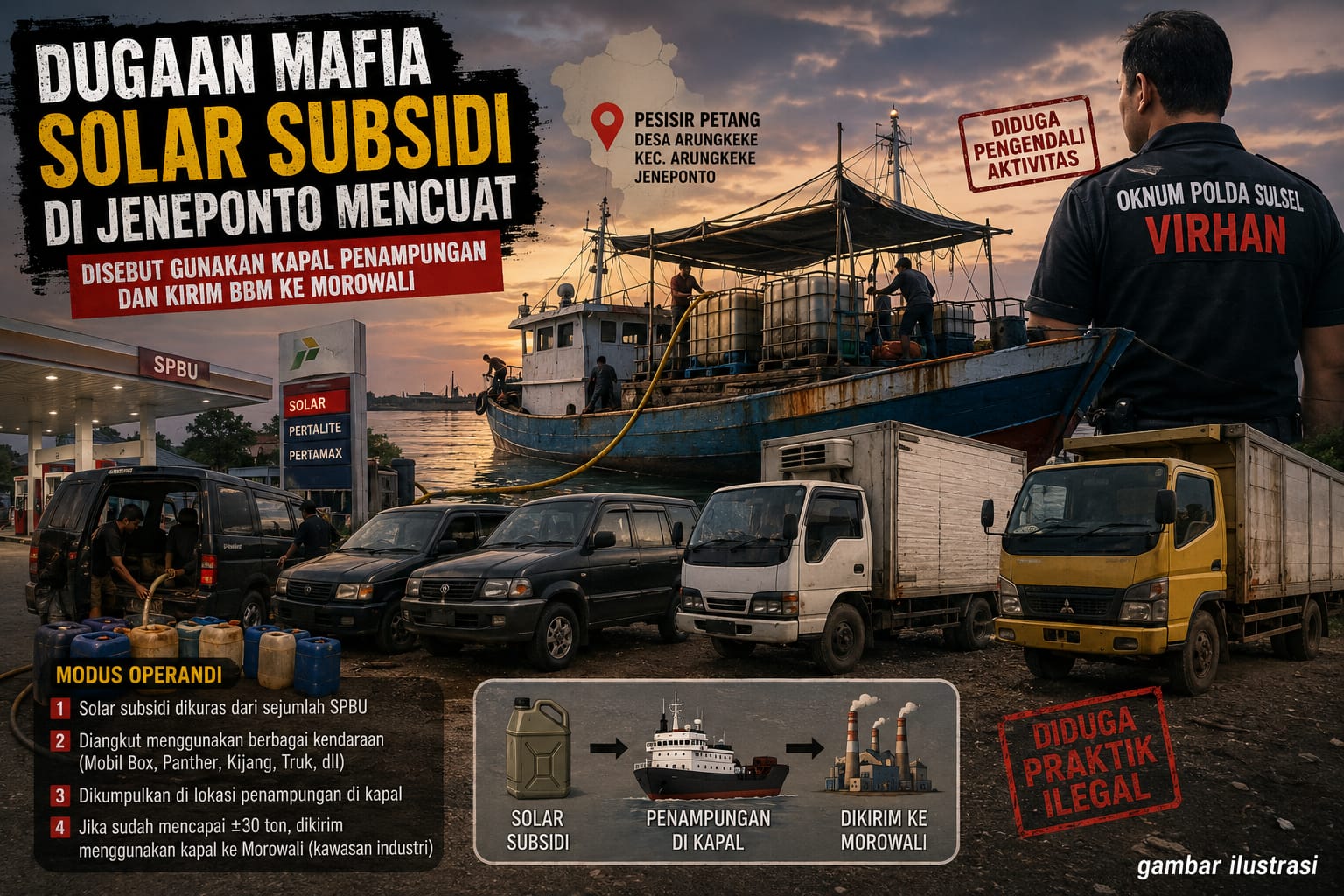Dugaan Mafia Solar Subsidi di Jeneponto Mencuat, Disebut Gunakan Kapal Penampungan dan Kirim BBM ke Morowali