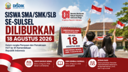Siswa SMA/SMK/SLB se-Sulsel Diliburkan 18 Agustus, KBM Kembali Normal Besok