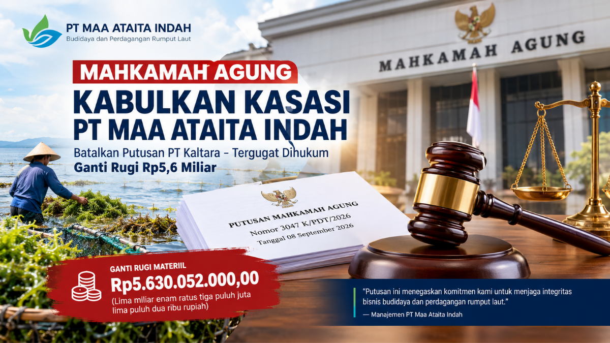 MA RI Kabulkan Kasasi PT Maa Ataita Indah, Tergugat Dihukum Bayar Rp5,63 Miliar